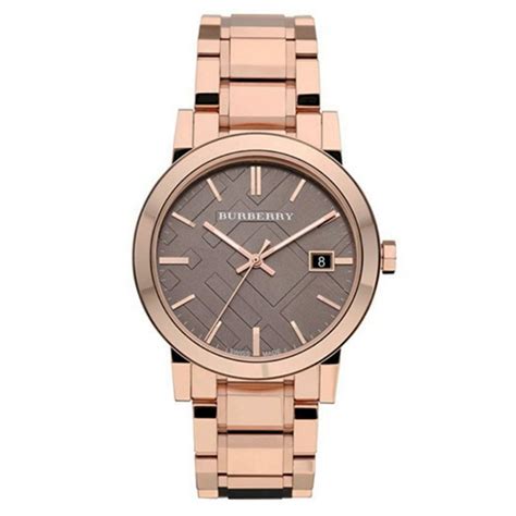 burberry rose gold bracelet watch|Burberry Women's BU9005 Large Check Rosetone Stainless .